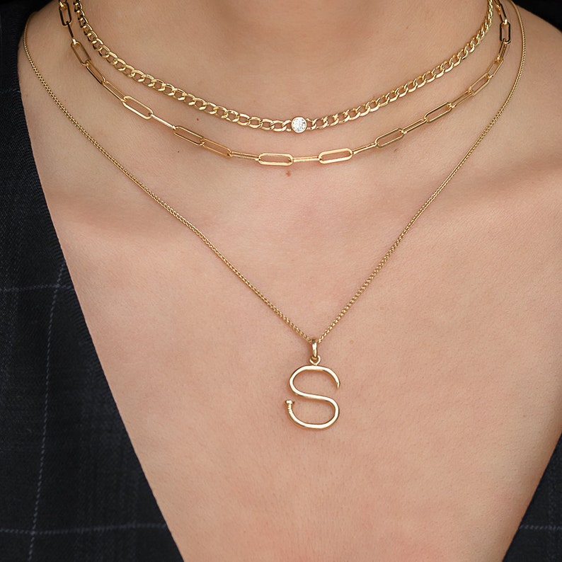 14k Gold Large Paper Clip Necklace Etsy