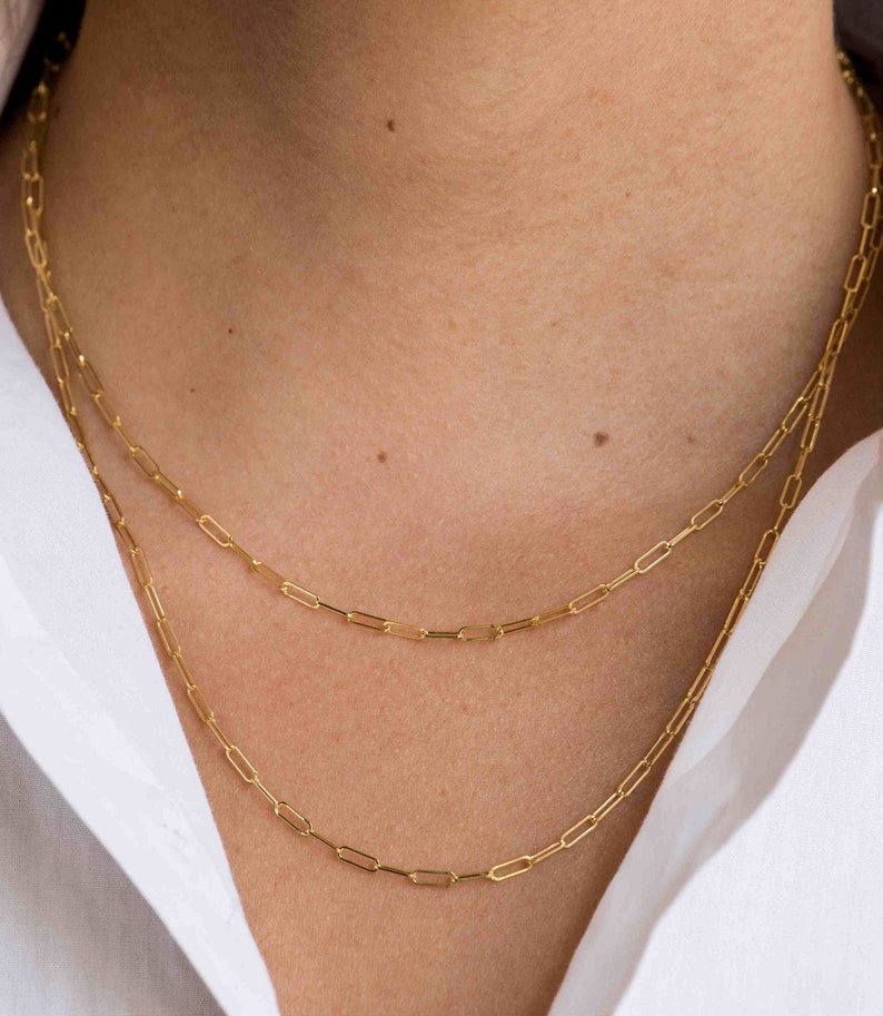 14k Gold Open Link Chain Necklace image 3