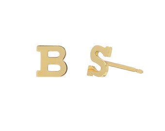 14k Gold Initial Earrings