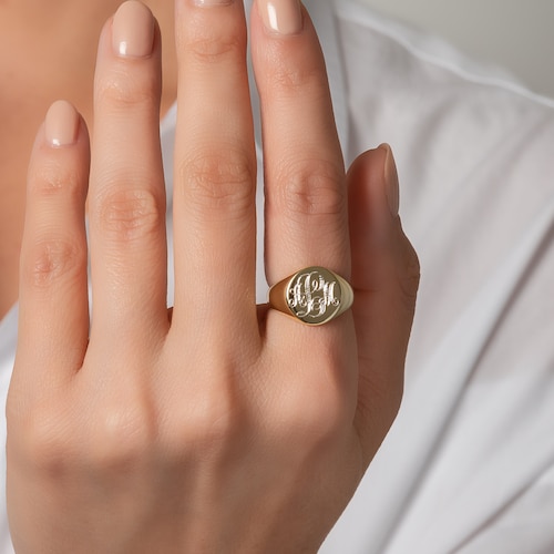 Gold Engraved Ring Etsy