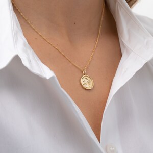 14k Gold Diamond Moon Medallion Necklace image 8