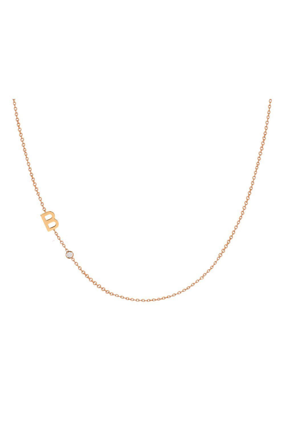 14k Gold Asymmetrical Initial and Bezel Diamond Necklace Etsy