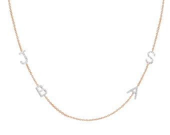 4 Diamond Asymmetrical Initials Necklace