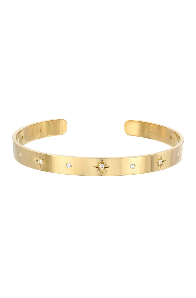 14K Gold Diamond Sunburst Cuff image 1