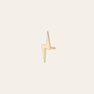 14k Gold Tiny Lightning Bolt Stud Earring