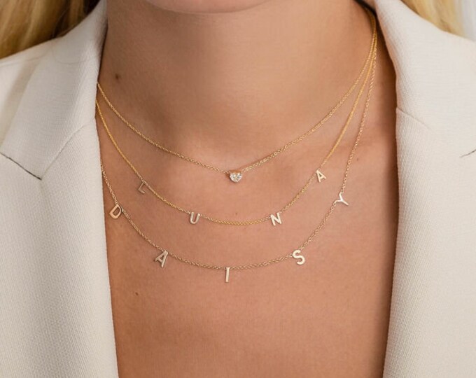 14k Gold Mini Initial Space Necklace