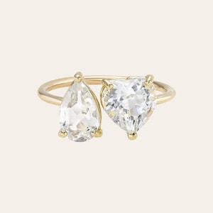 Pear and Heart Shape Toi et Moi Ring