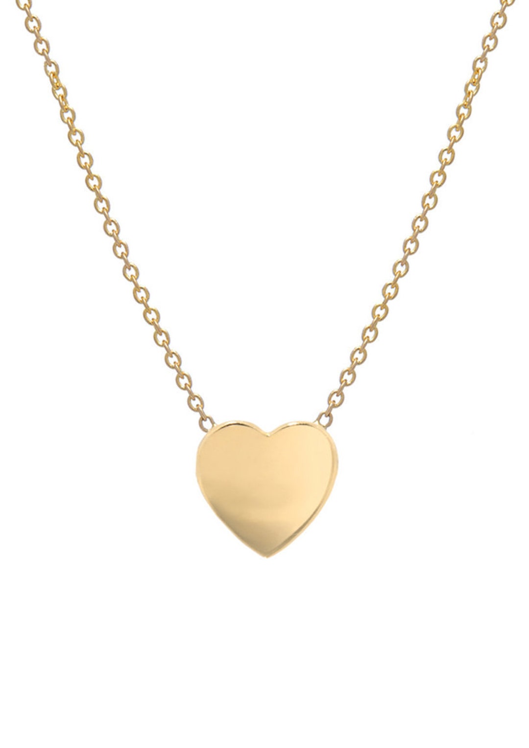 14k Gold Heart Necklace, Solid Gold Heart Necklace Etsy