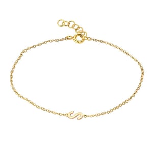 Pulsera inicial de oro de 14k