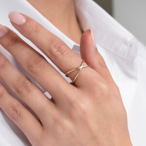 14k Gold X ring image 5