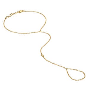 14k Gold Bezel Diamond Hand Chain image 1