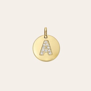 Diamond Initial Small Disc Pendant