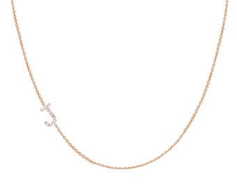 14k Gold Diamond Sideways Letter Necklace