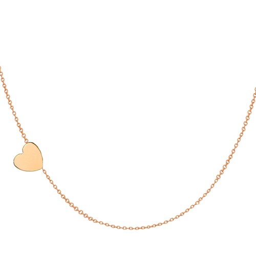14k Gold Asymmetrical Heart Necklace Etsy