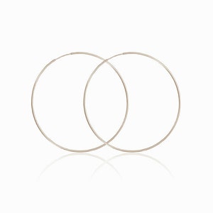 14k Gold Large Thin Thread Hoop Earrings image 4