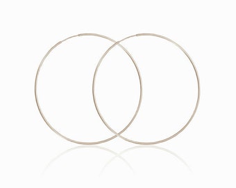 14k Gold Large Thin thread Hoop Earrings