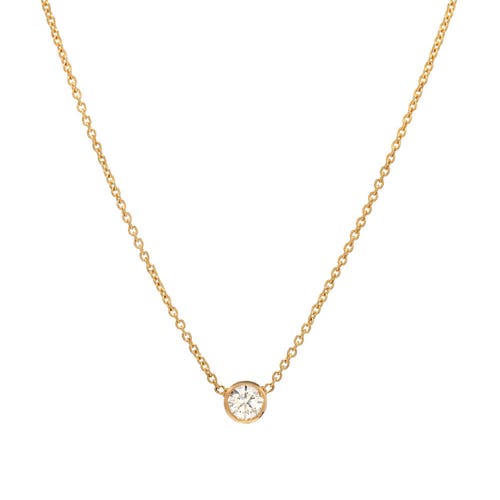Bezel Diamond Necklace Solitaire Necklace 14k Solid Gold - Etsy
