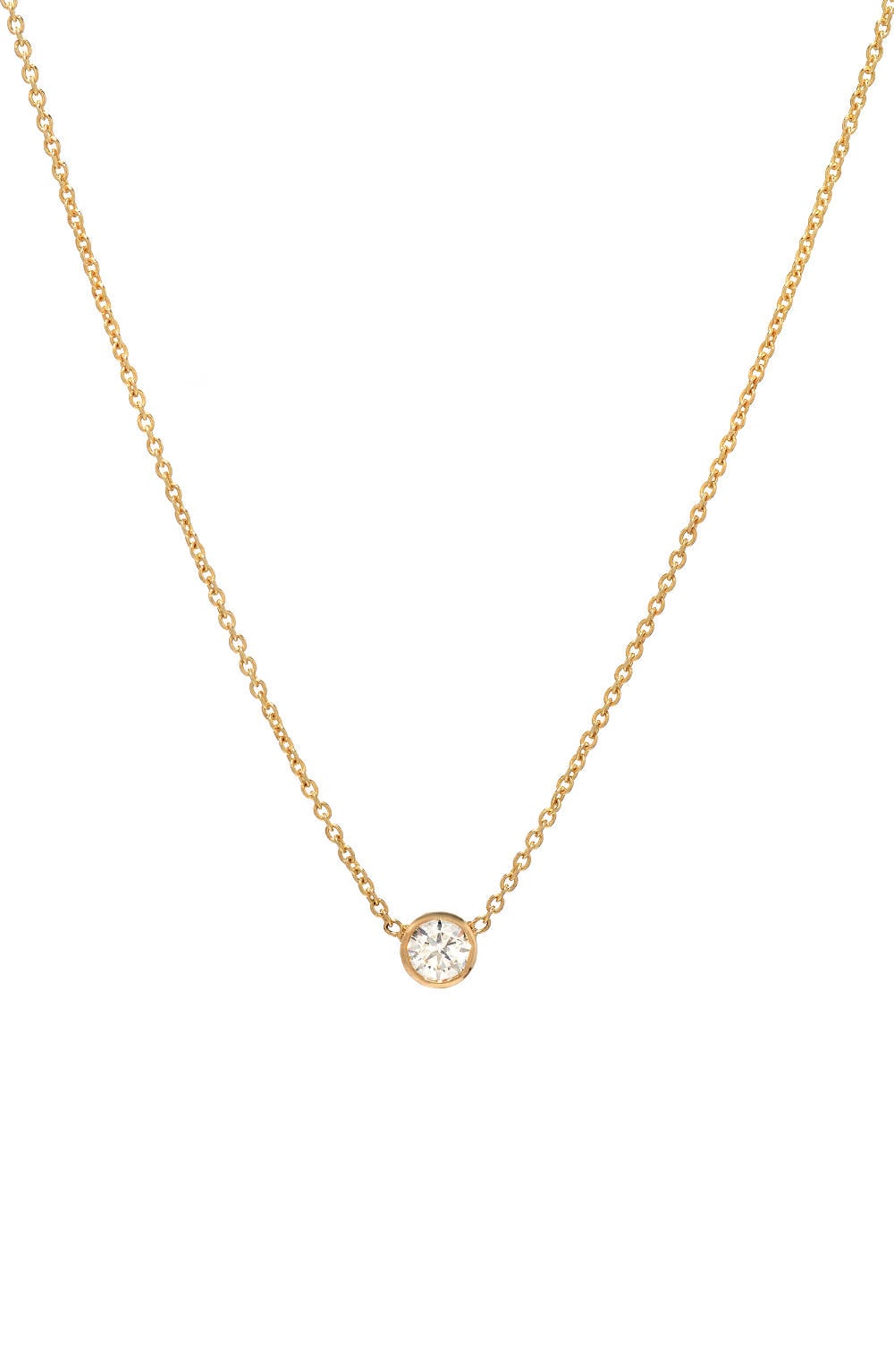 14k Gold Bezel Diamond Necklace Solitaire Necklace Etsy