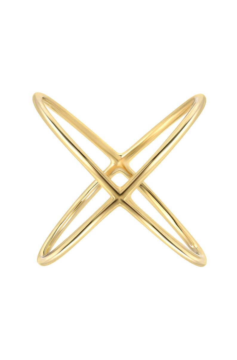 14k solid gold cross ring 14k gold X Ring