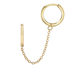 14K Gold Small Chain Huggie Earrings