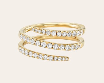 Pave Diamond Spiral Ring | 14k Gold