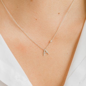 Diamond initial with bezel necklace image 4