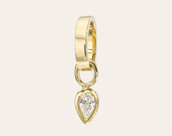 14k Gold Heirloom Charm with Diamond Pear Bezel