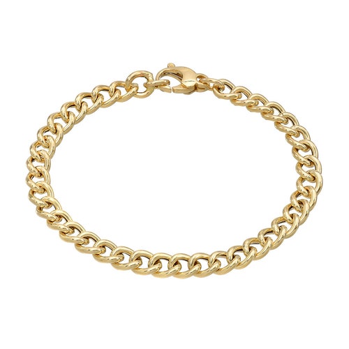 Thick Oval Link 14K Solid Gold Italian Chain Bracelet Black - Etsy