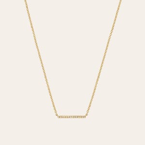 Kleine Diamant Bar Halskette, Pave Diamant | 585er Gelbgold