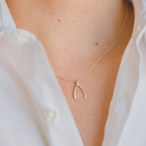 14k Gold Wishbone Necklace