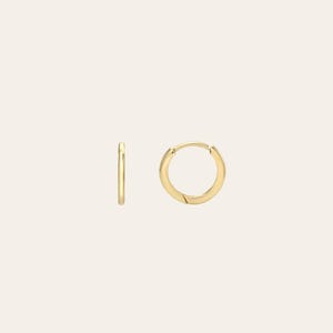 14k Gold Mini Huggie Earrings | 14k Solid Gold Hoops
