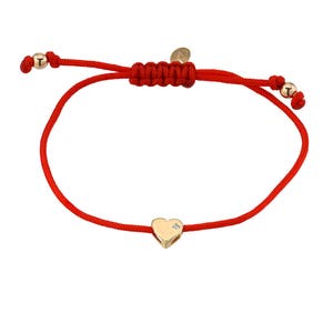 14k Gold Heart with Tiny Diamond String Bracelet image 1