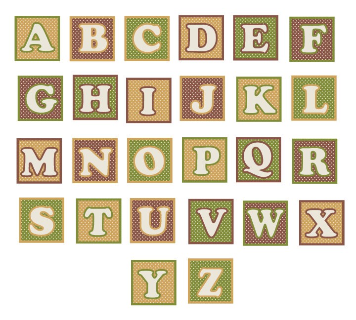 Alphabet Block Wall Decals Vintage Fabric Wall Decals Etsy