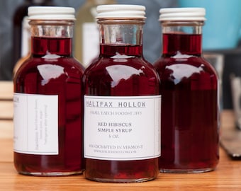 Hibiscus Simple Syrup- For Cocktails, Teas, and Coffee- Foodie Gifts and Gourmet Food