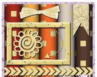 Vibrant Autumn 2 - a digital scrapbooking kit with 5 papers and 6 embellishments