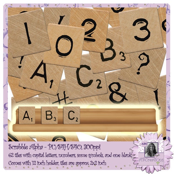 Scrabble Tiles Alphabet, alpha, font, text, titles, words, phrases, letters, numbers, symbols, vintage, whimsical