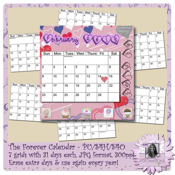 The Forever Calendar, Make Calendars Every Year for the Rest of Time, Add  Your Photos, Give as Gifts - Etsy