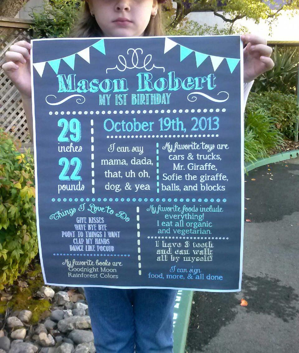 Custom Baby Birthday Chalkboard Art Wedding Chalkboard First - Etsy
