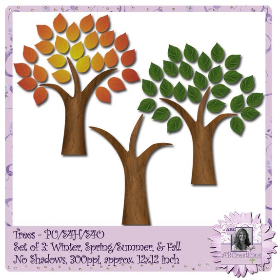 Sezonowe Drzewa Cztery Pory Roku Drzewo Digital Scrapbooking Digiscrap Notatnik Rzemiosło Papieru Karty Podejmowania Wystrój Domu Projekty