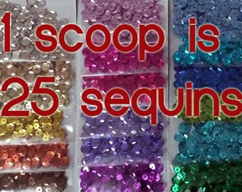 Sequins, Paillettes, loose, cup-shaped, sold by the scoop, metallic, cupped, faceted, round, octagon, hologram, 5mm, 6mm, 7mm, 8mm