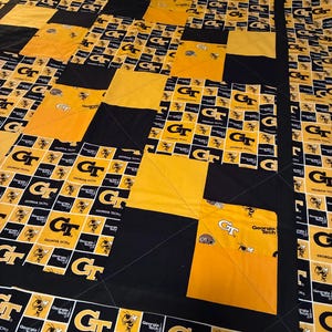 Georgia Tech Quilt - handmade GT  Yellow Jackets quilt