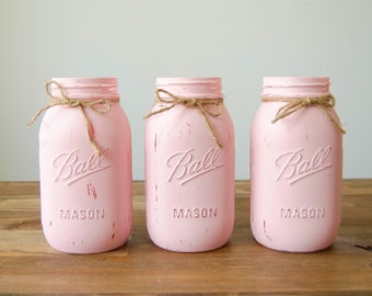 pink mason jars etsy