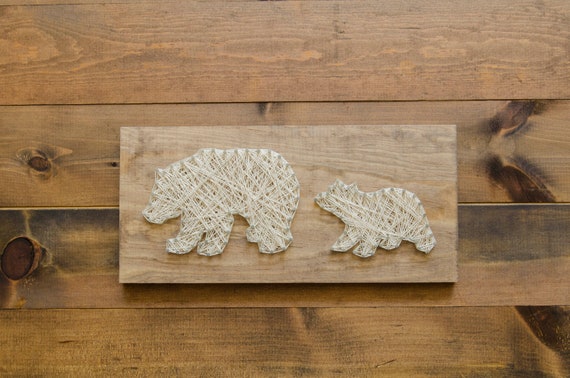 Mama Bear Bear And Cub String Art Cabin Decoration Etsy