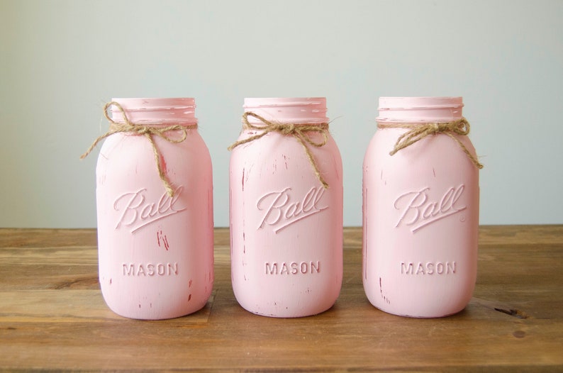 Distressed Mason Jars Gifts Under 30 Pink Mason Jars Etsy