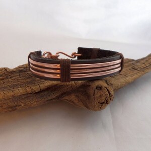 Leather and Polished Copper Bracelet, Copper Bracelet Men, Leather Bracelet Men, 7th Anniversary Gift, ColeTaylorDesigns image 2