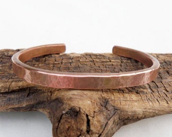 Hammered Solid Copper Cuff Bracelet, Bracelet, Men and Women, 7th Anniversary, Gift for Her, ColeTaylorDesigns