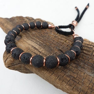 Lava Stone and Copper Bracelet, Wrist Mala, Gift for Her, Gift for Him, Boho Bracelet, ColeTaylorDesigns