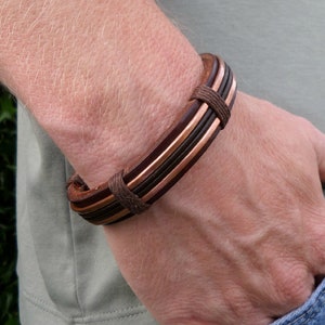 Men's Leather and Copper Bracelet, Leather Bracelet, Copper Bracelet, 7th Anniversary Gift, ColeTaylorDesigns