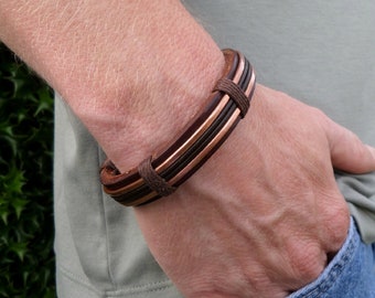 Men's Leather and Copper Bracelet, Leather Bracelet, Copper Bracelet, 7th Anniversary Gift, ColeTaylorDesigns