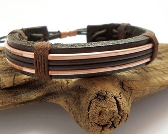 Men's Leather and Copper Bracelet, Copper Bracelet Men, Leather Bracelet Men,7th Anniversary, ColeTaylorDesigns